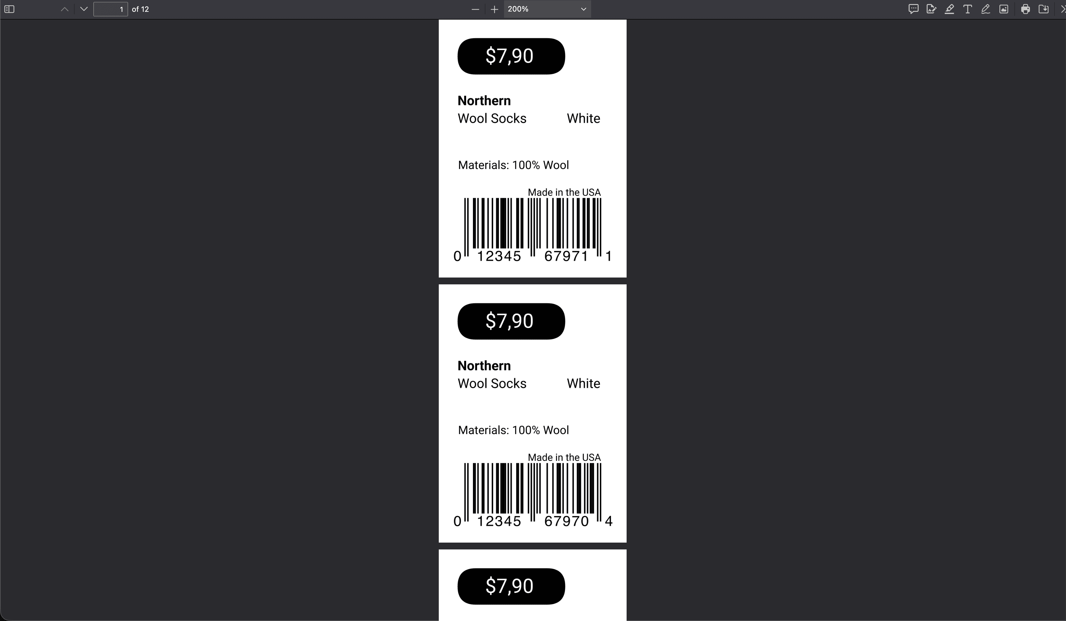 Cloudlabels PDF output — finished print-ready barcode label sheet